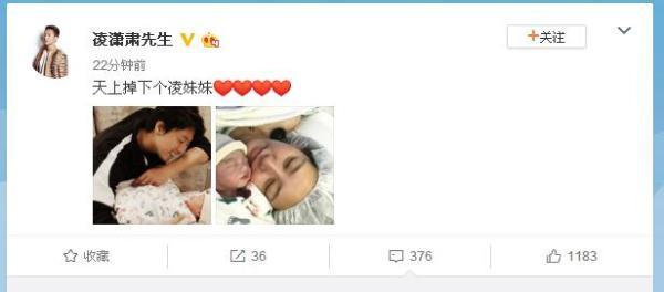 凌潇肃单亲家庭出身(凌潇肃晒照宣布妻子诞下二胎女儿)(2)